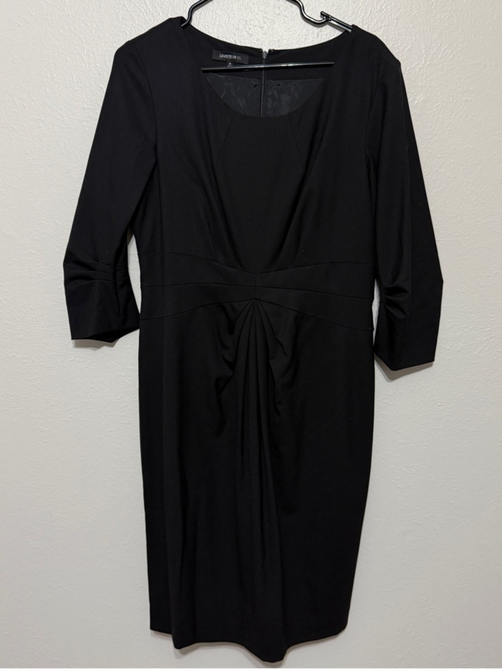 Lafayette148 Center Pleat Wool Dress Black Size 10 Luxury Cocktail Office Wear - Picture 3 of 13
